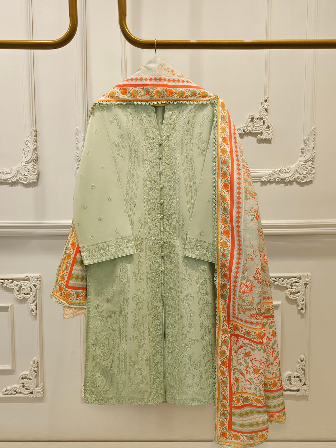 3 Piece - Embroidered Cambric Suit