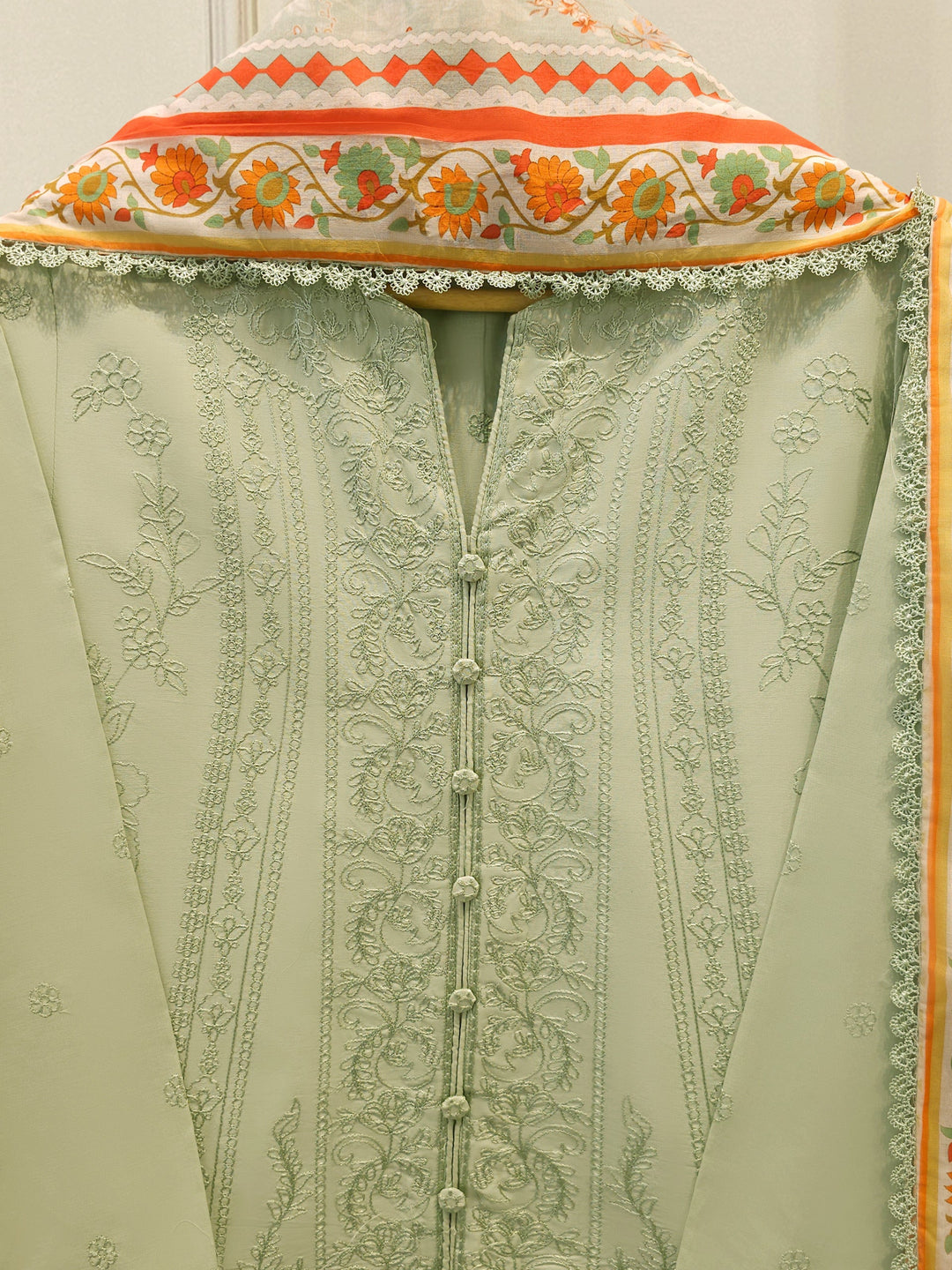 3 Piece - Embroidered Cambric Suit
