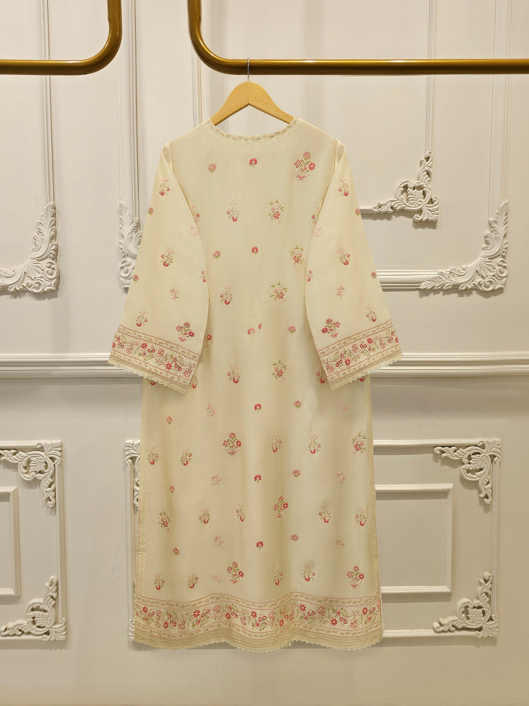 Pure Embroidered Sheesha Silk Shirt