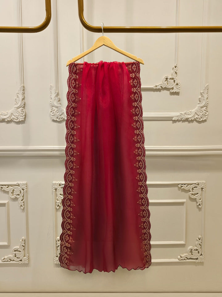 3 Piece- Pure Sheesha Silk Embroidered Suit