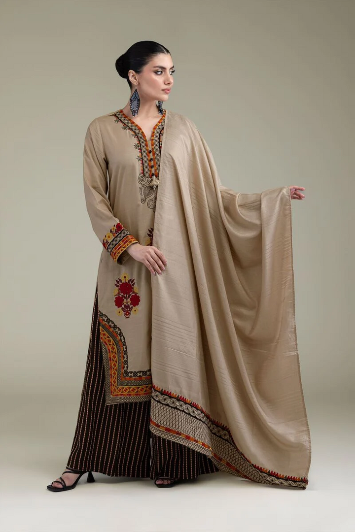 Embroidered | Raw Silk Floral Silk 3 pcs