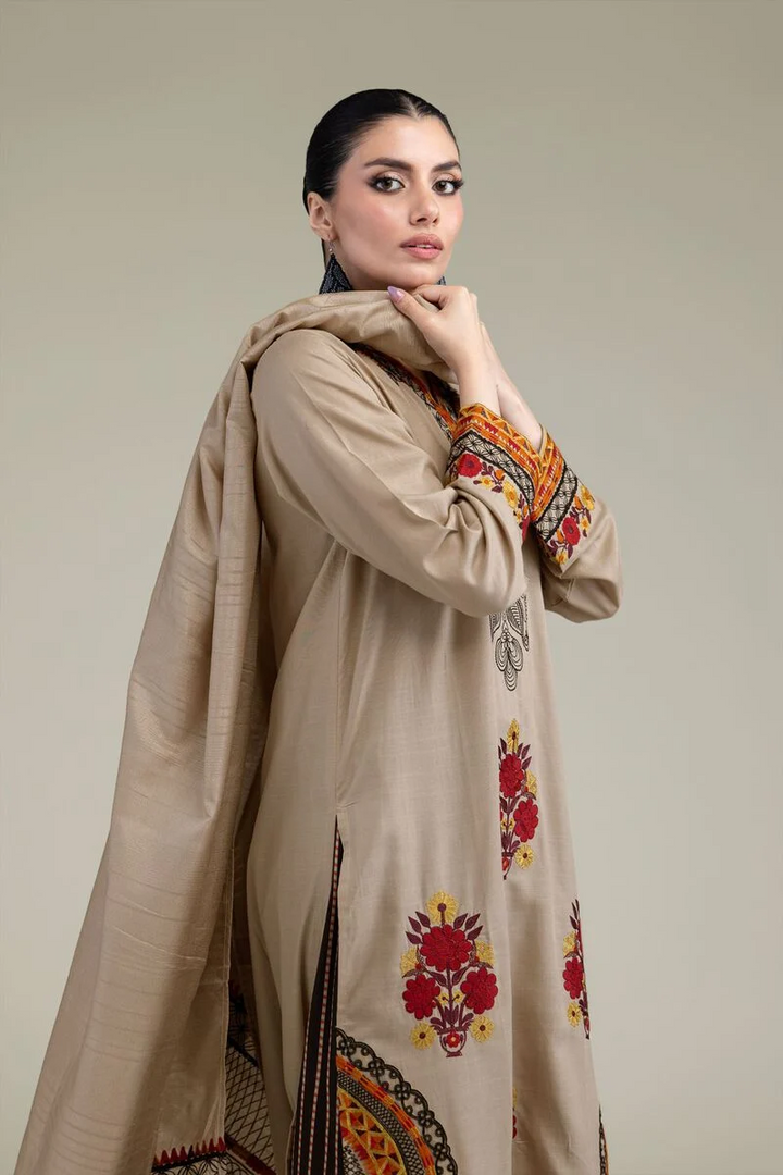 Embroidered | Raw Silk Floral Silk 3 pcs