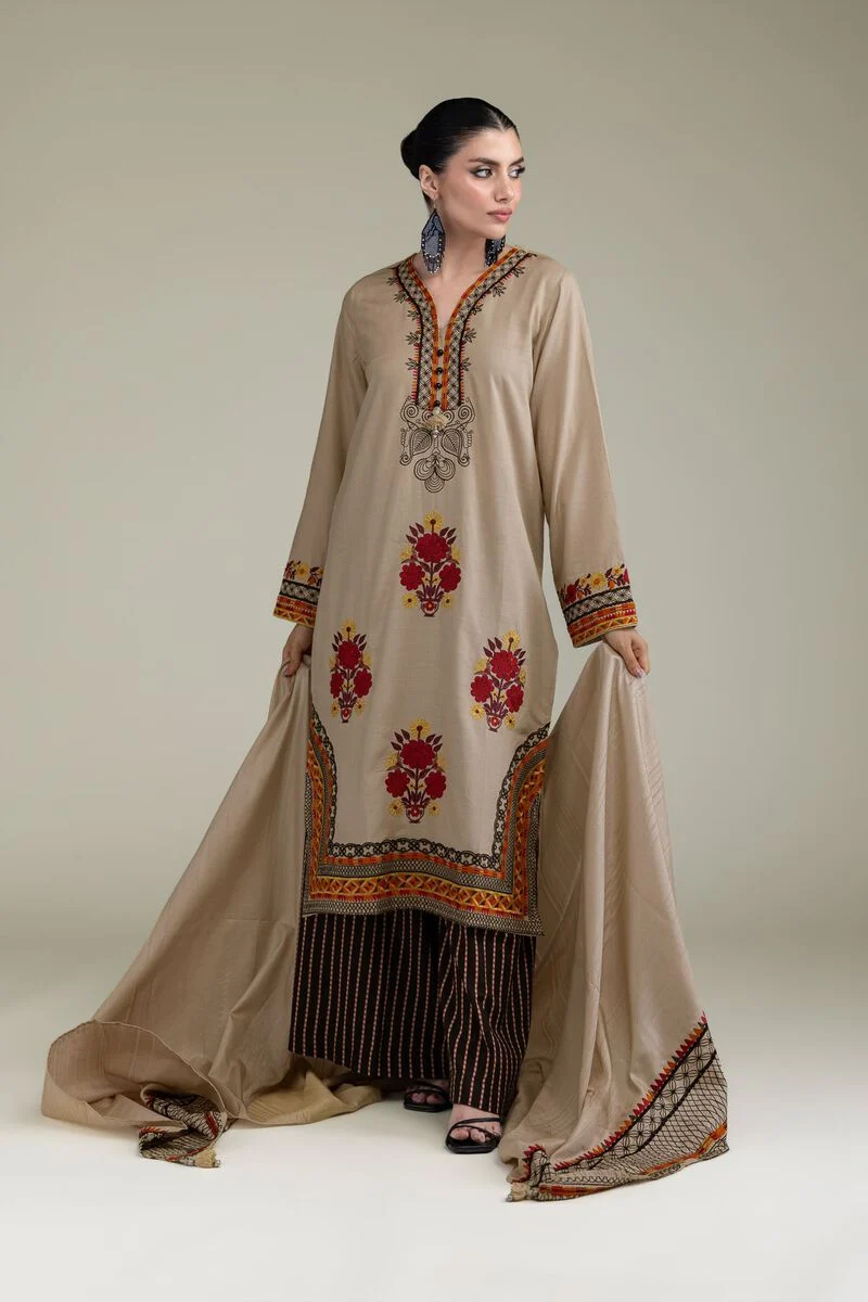 Embroidered | Raw Silk Floral Silk 3 pcs