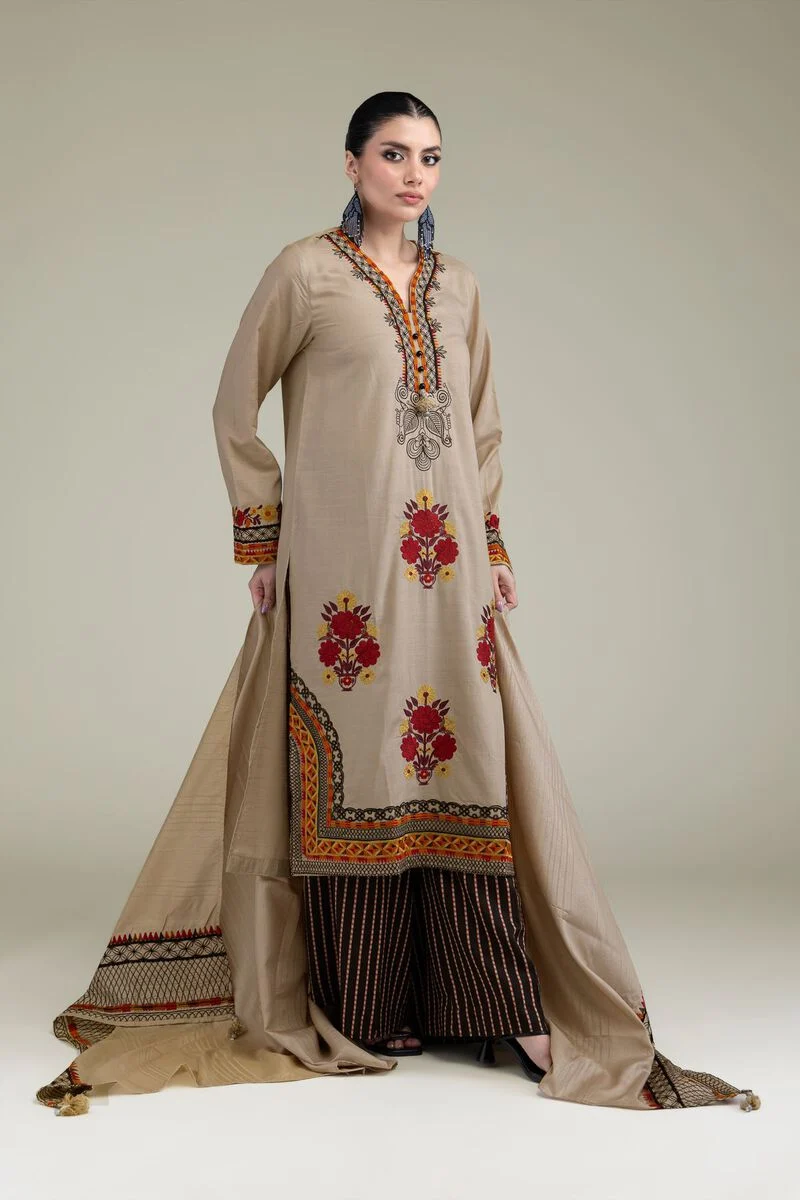 Embroidered | Raw Silk Floral Silk 3 pcs