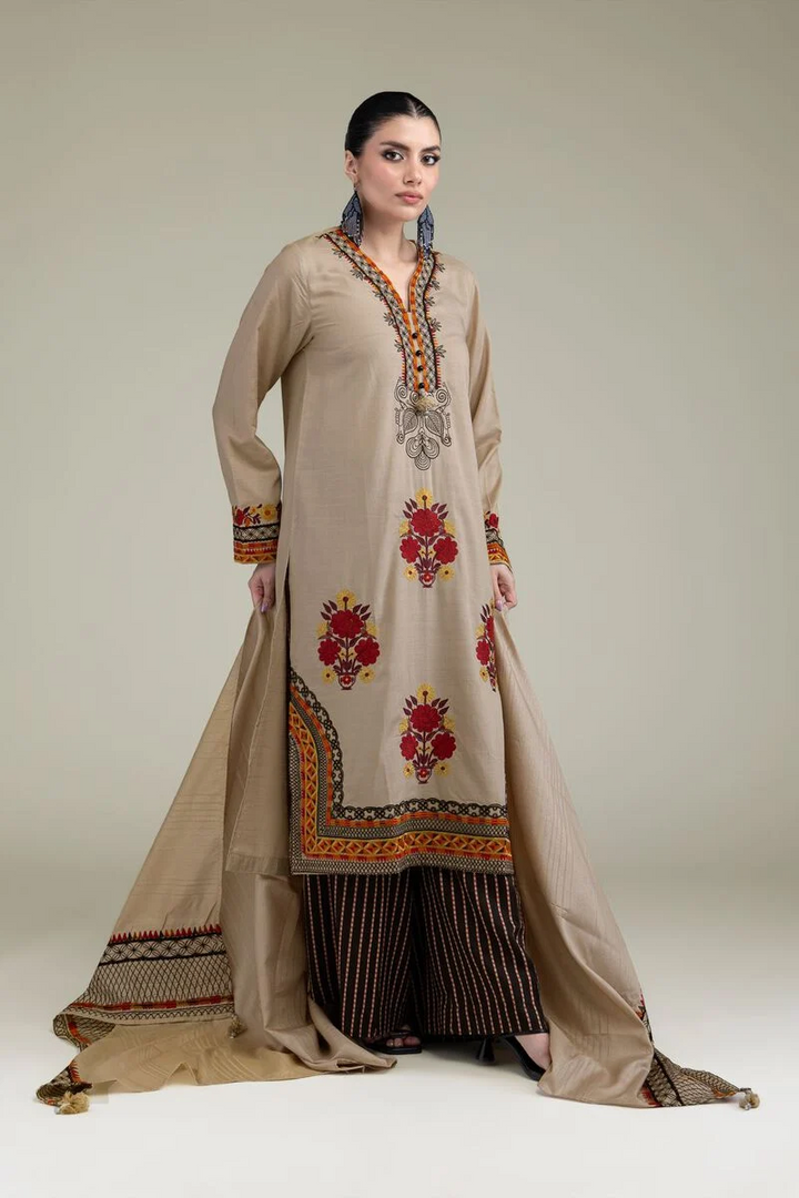 Embroidered | Raw Silk Floral Silk 3 pcs