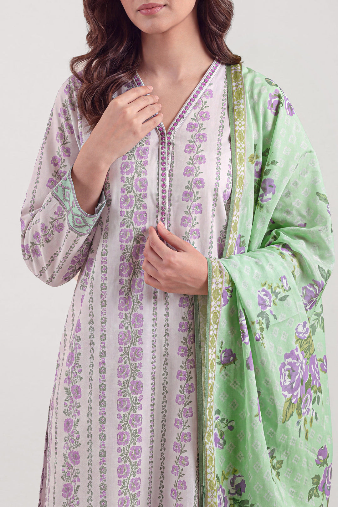 Unstitched Printed Lawn 3 Piece