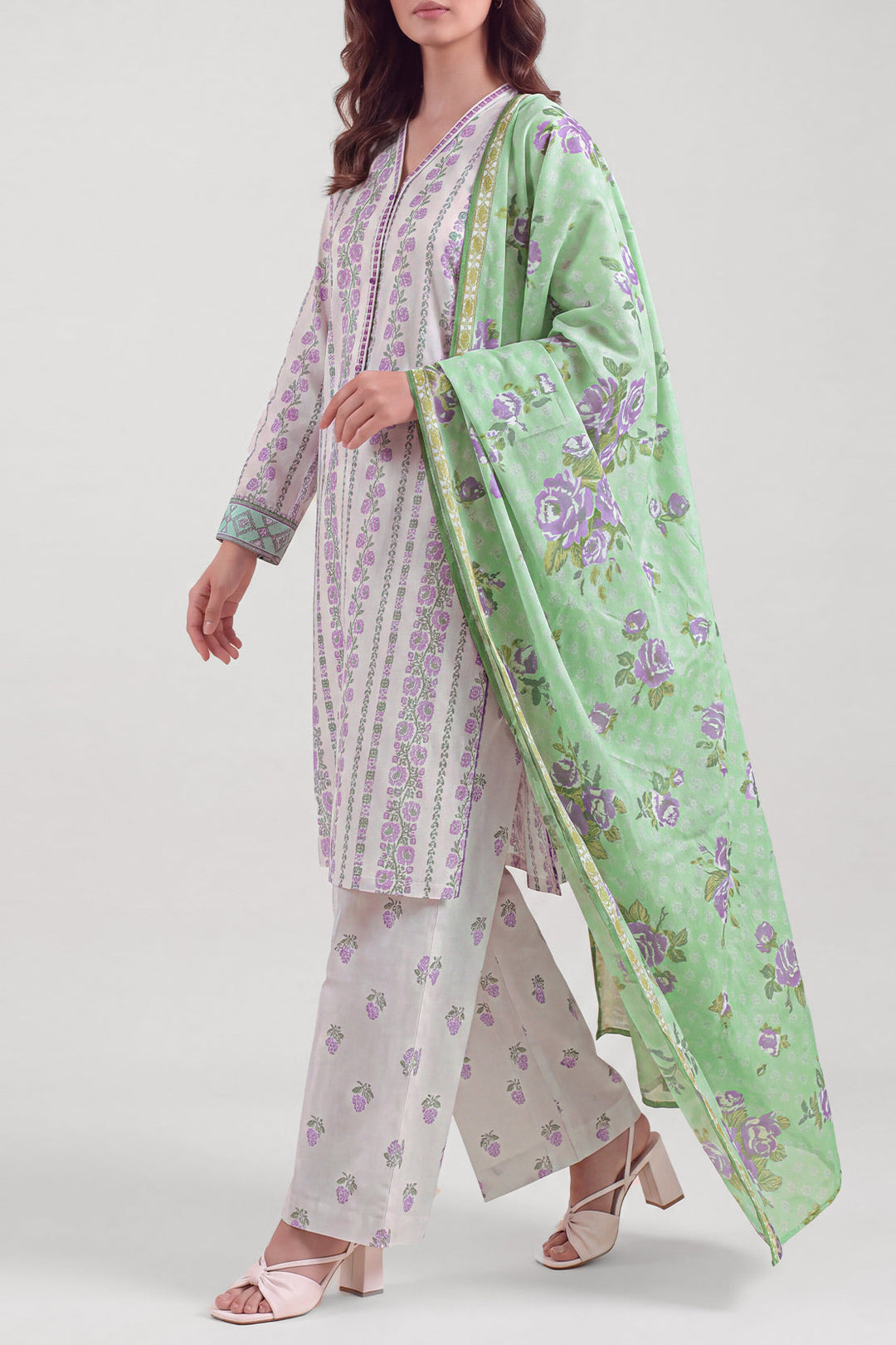 Unstitched Printed Lawn 3 Piece