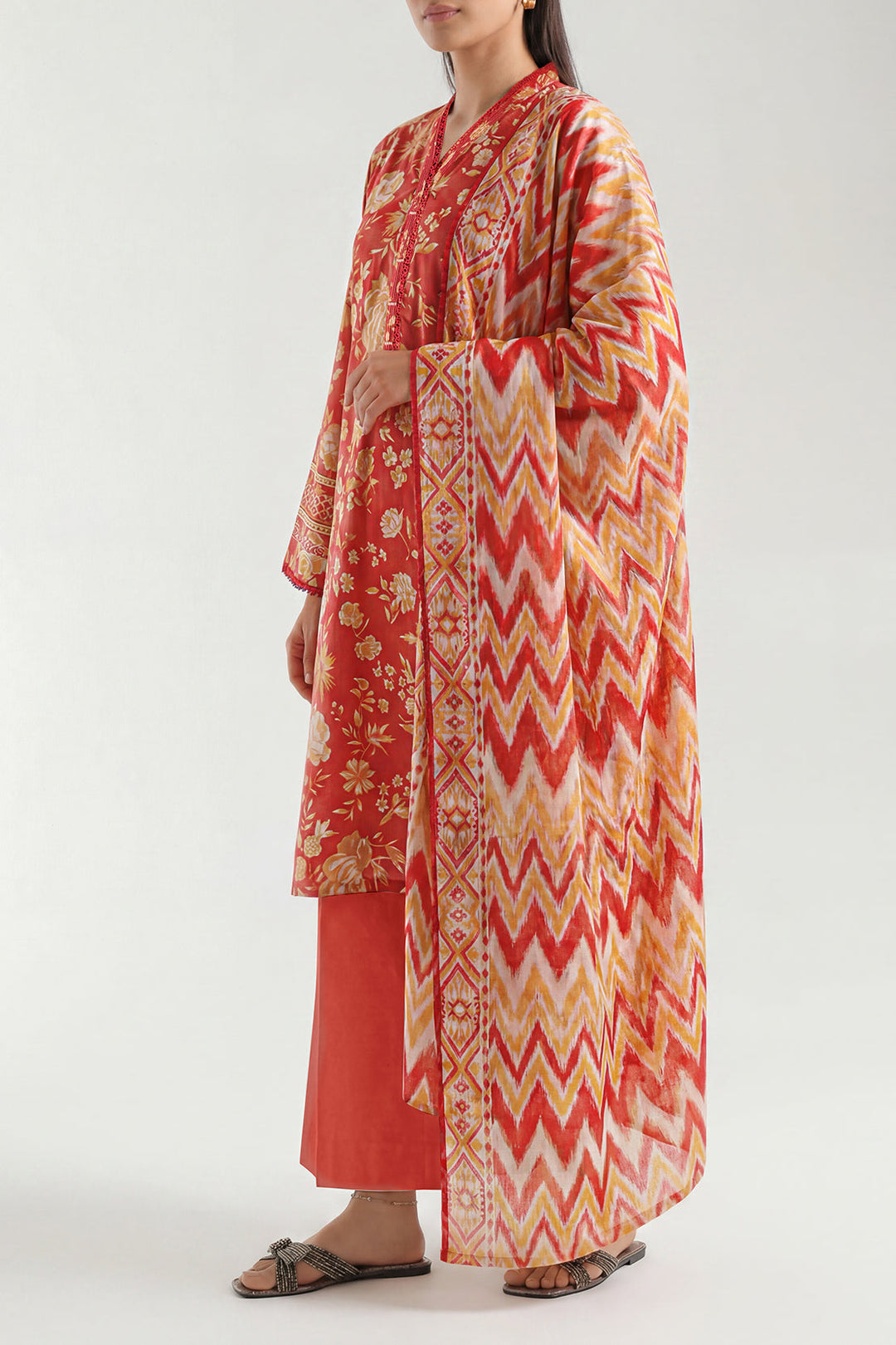 Unstitched Printed Lawn 3 Piece