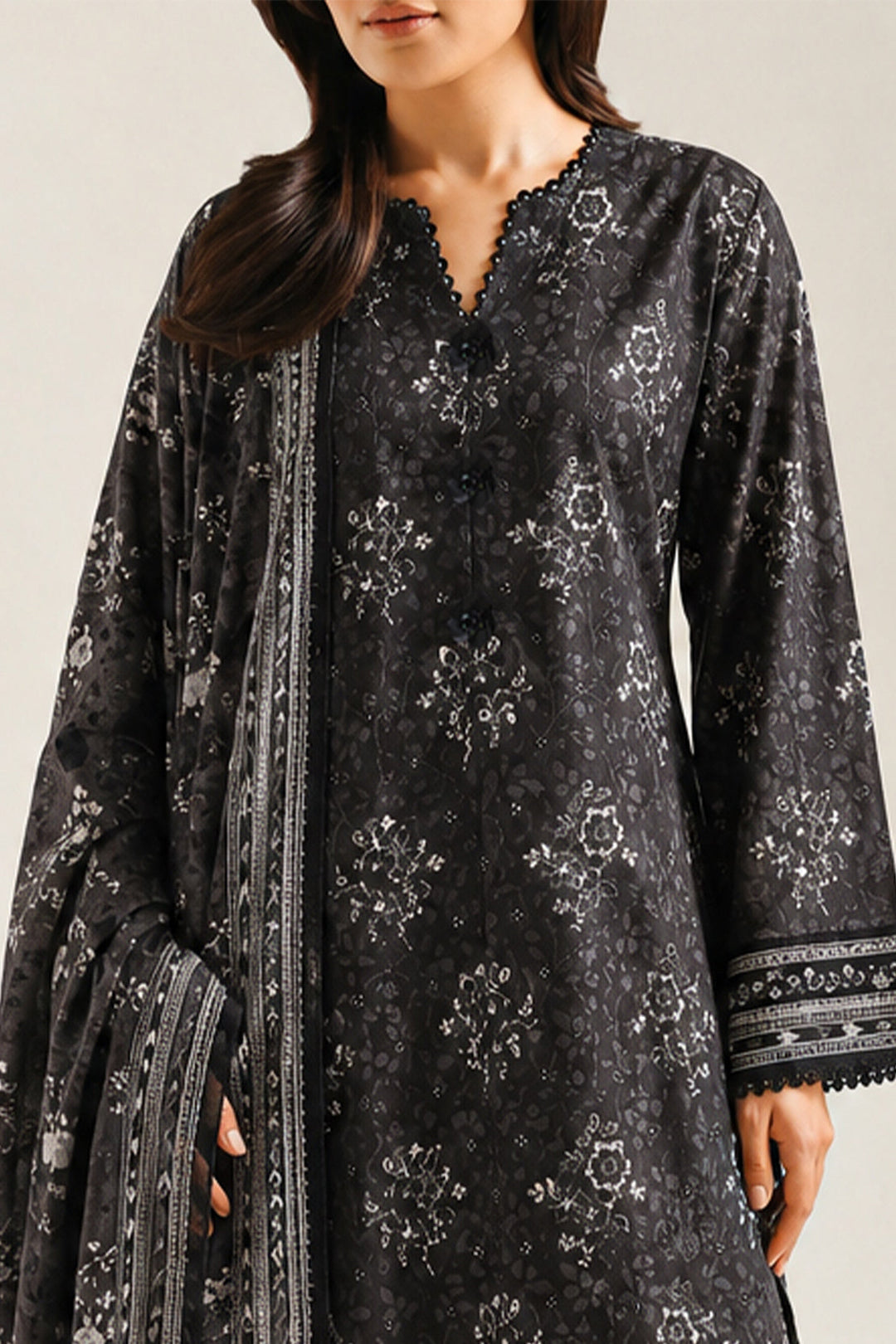 Unstitched Printed Lawn 3 Piece