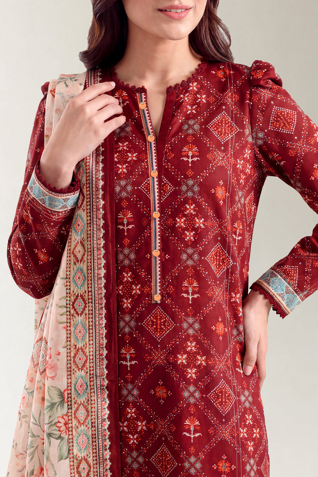 Unstitched Printed Lawn 3 Piece
