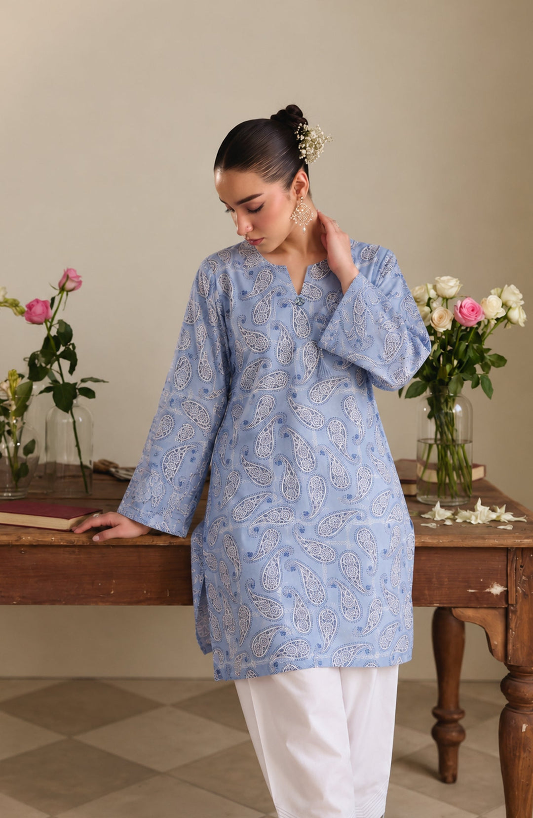 Embroidered Cotton Lawn Stitched 2 Piece Co-ord Set