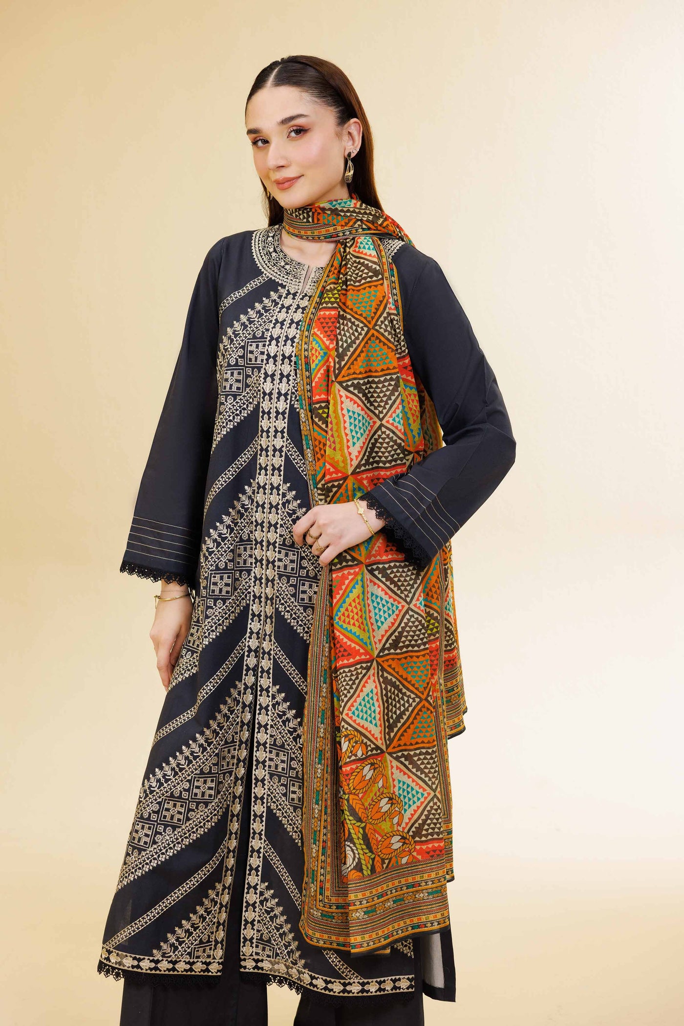 3 Piece - Digital Printed Embroidered Suit