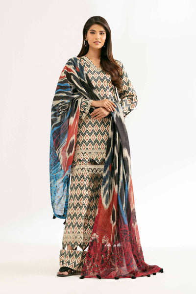 3 Piece - Digital Printed Embroidered Suit
