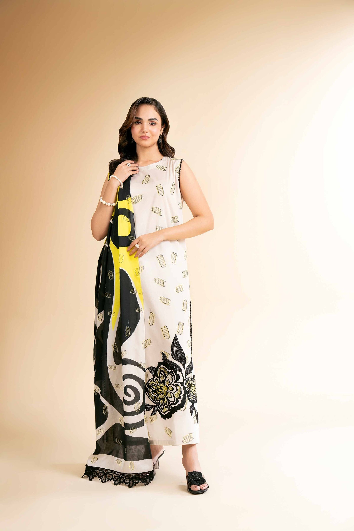 3 Piece - Digital Printed Embroidered Suit