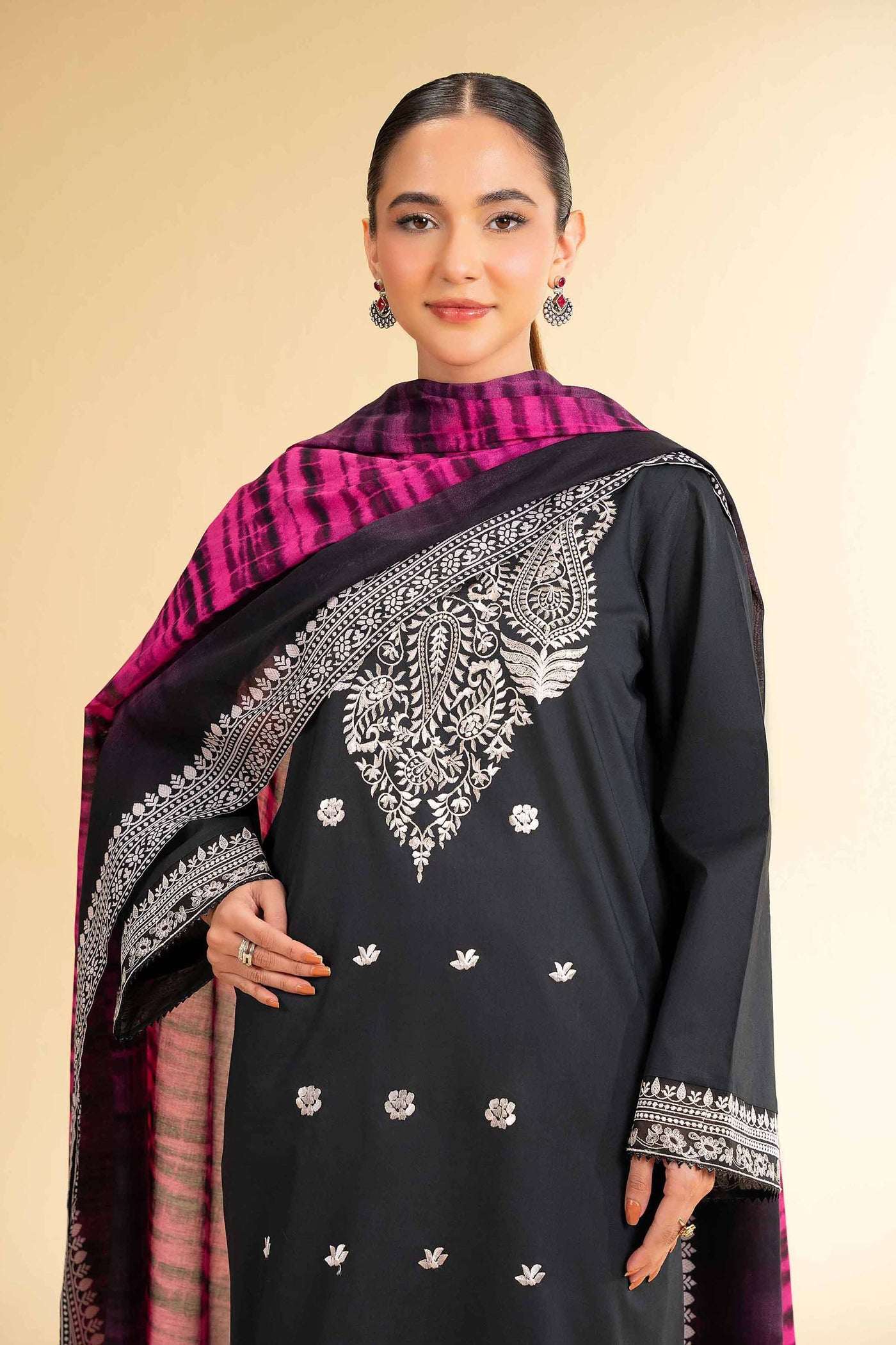 3 Piece - Printed Embroidered Suit