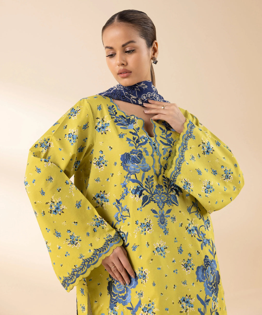 3 Piece - Embroidered Cotton Suit