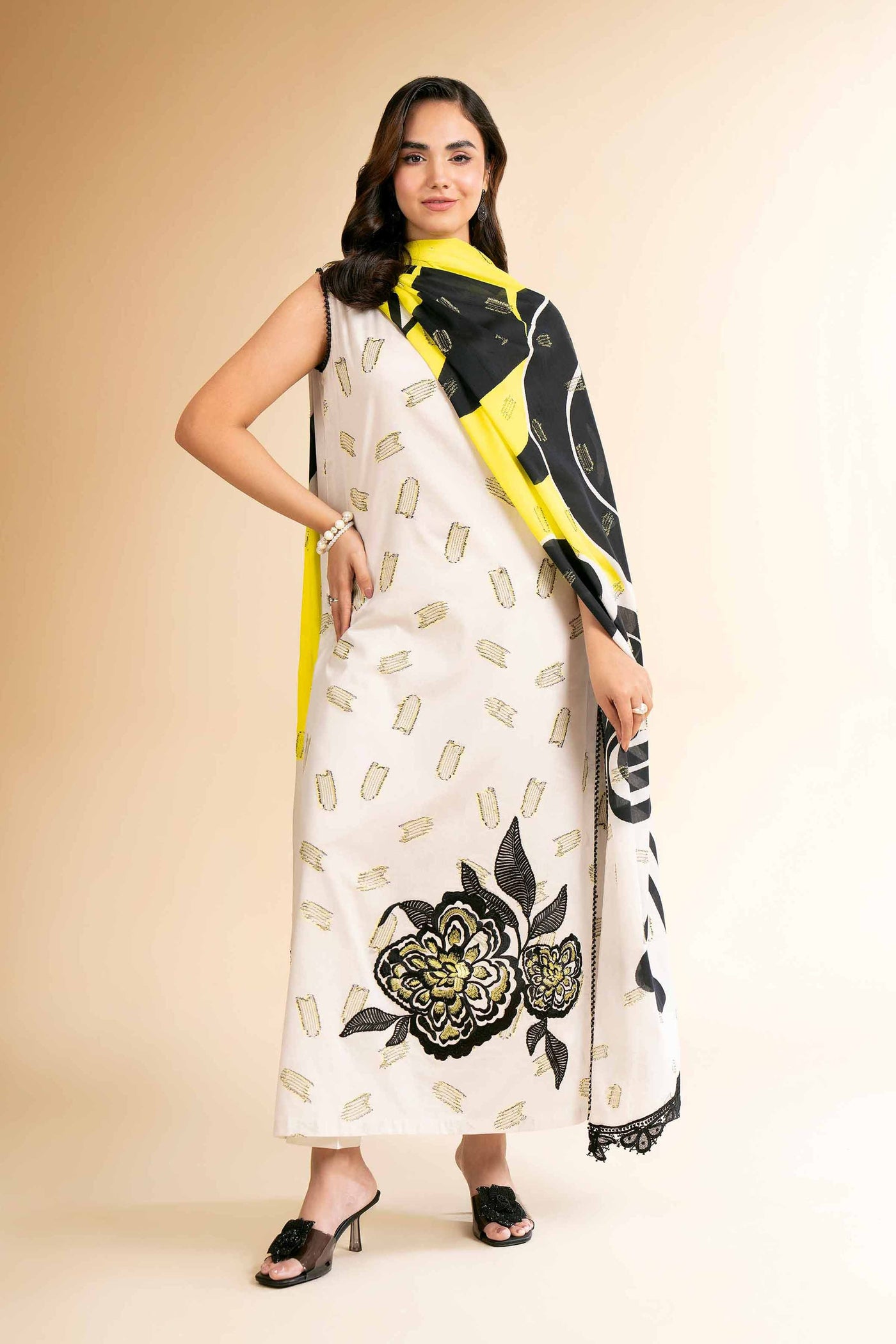 3 Piece - Digital Printed Embroidered Suit