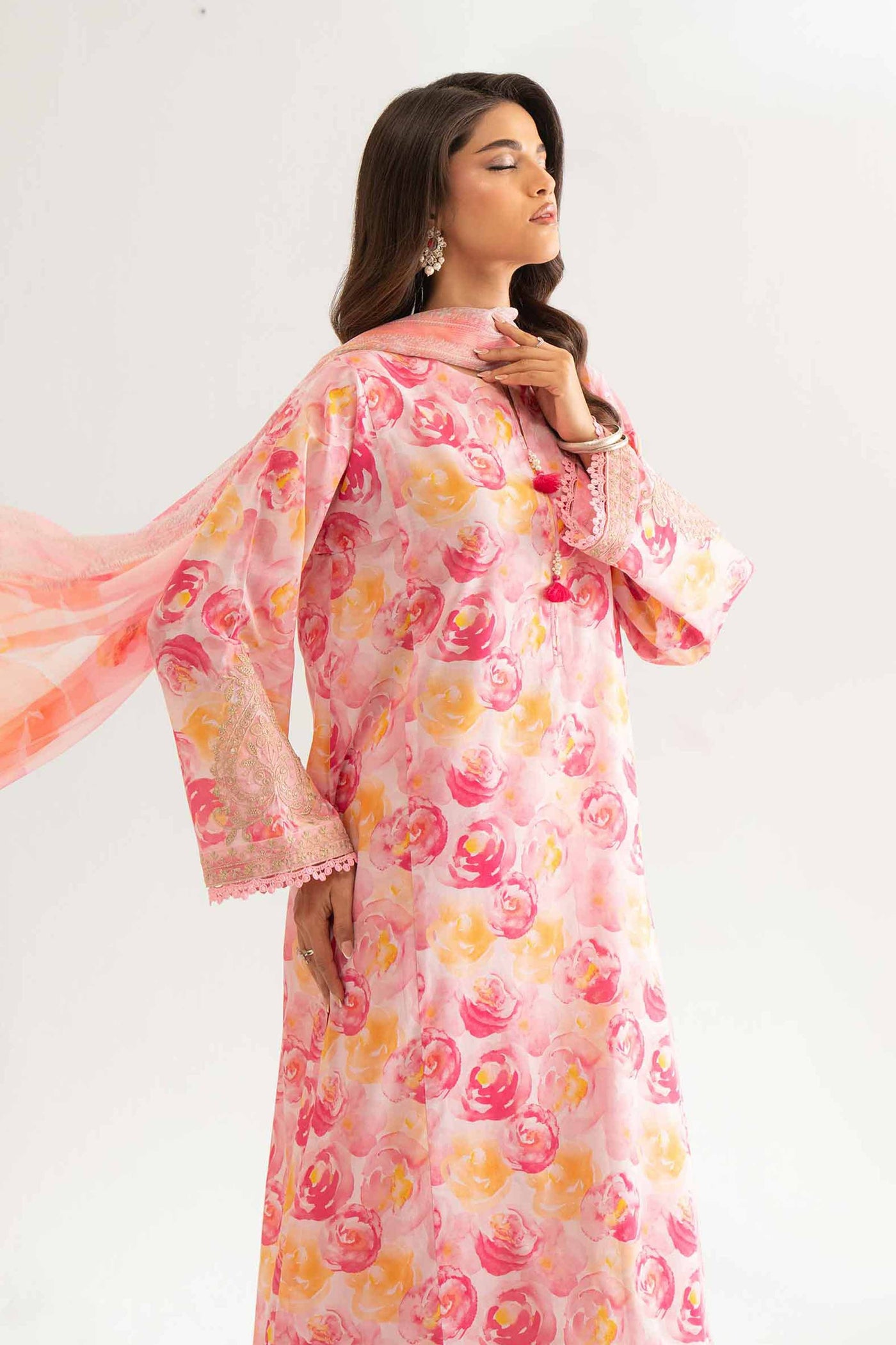 3 Piece - Digital Printed Embroidered Suit