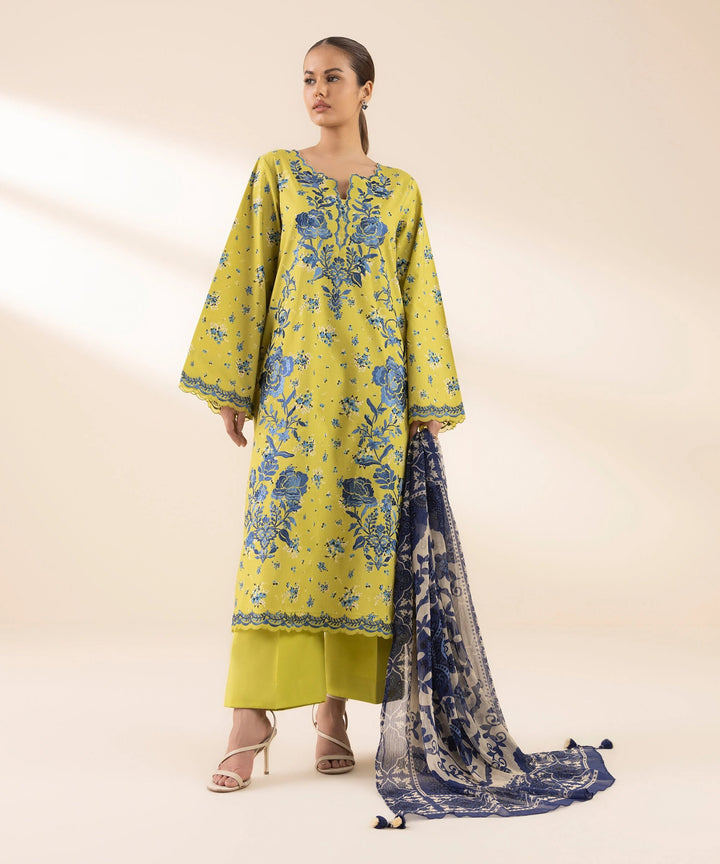 3 Piece - Embroidered Cotton Suit