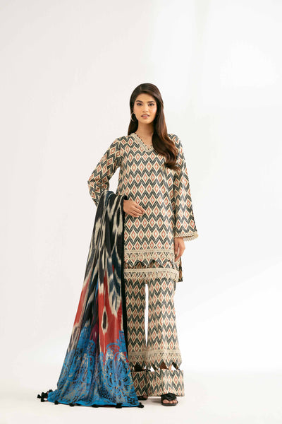 3 Piece - Digital Printed Embroidered Suit