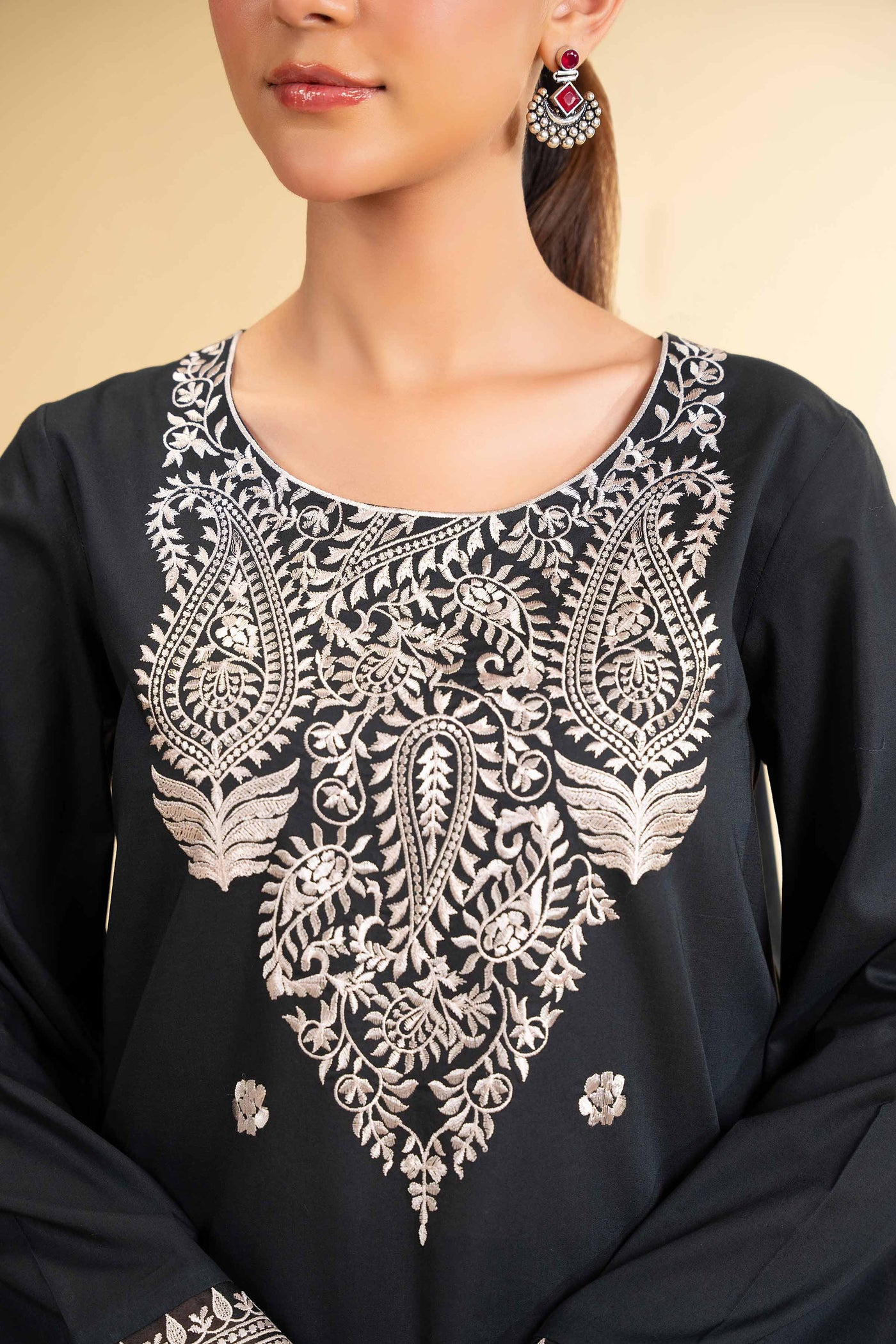 3 Piece - Printed Embroidered Suit