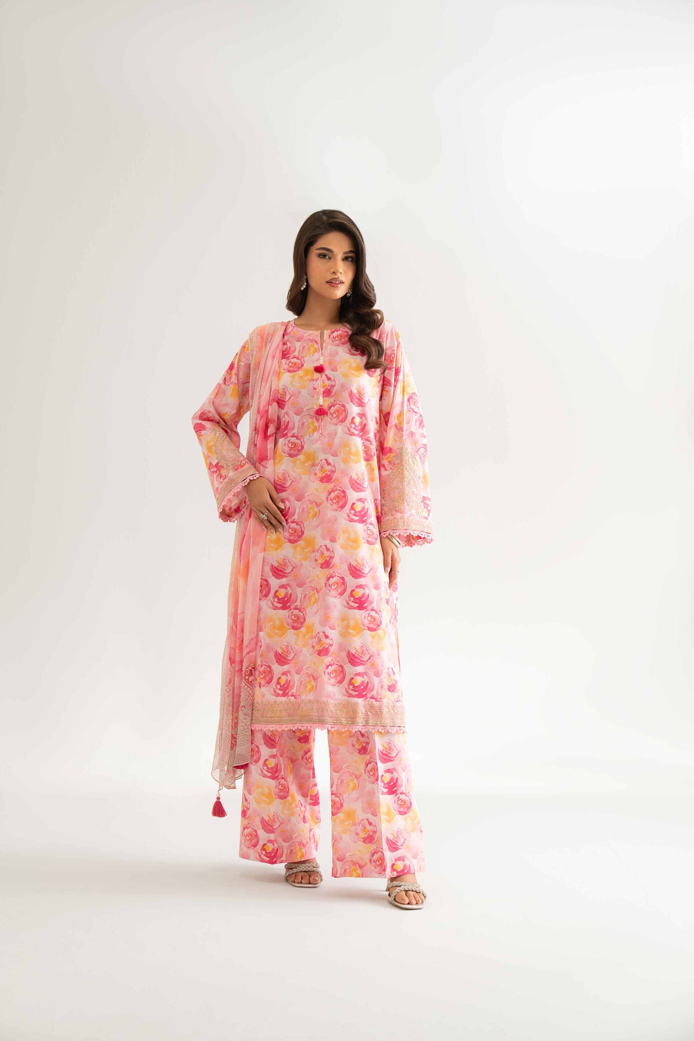3 Piece - Digital Printed Embroidered Suit