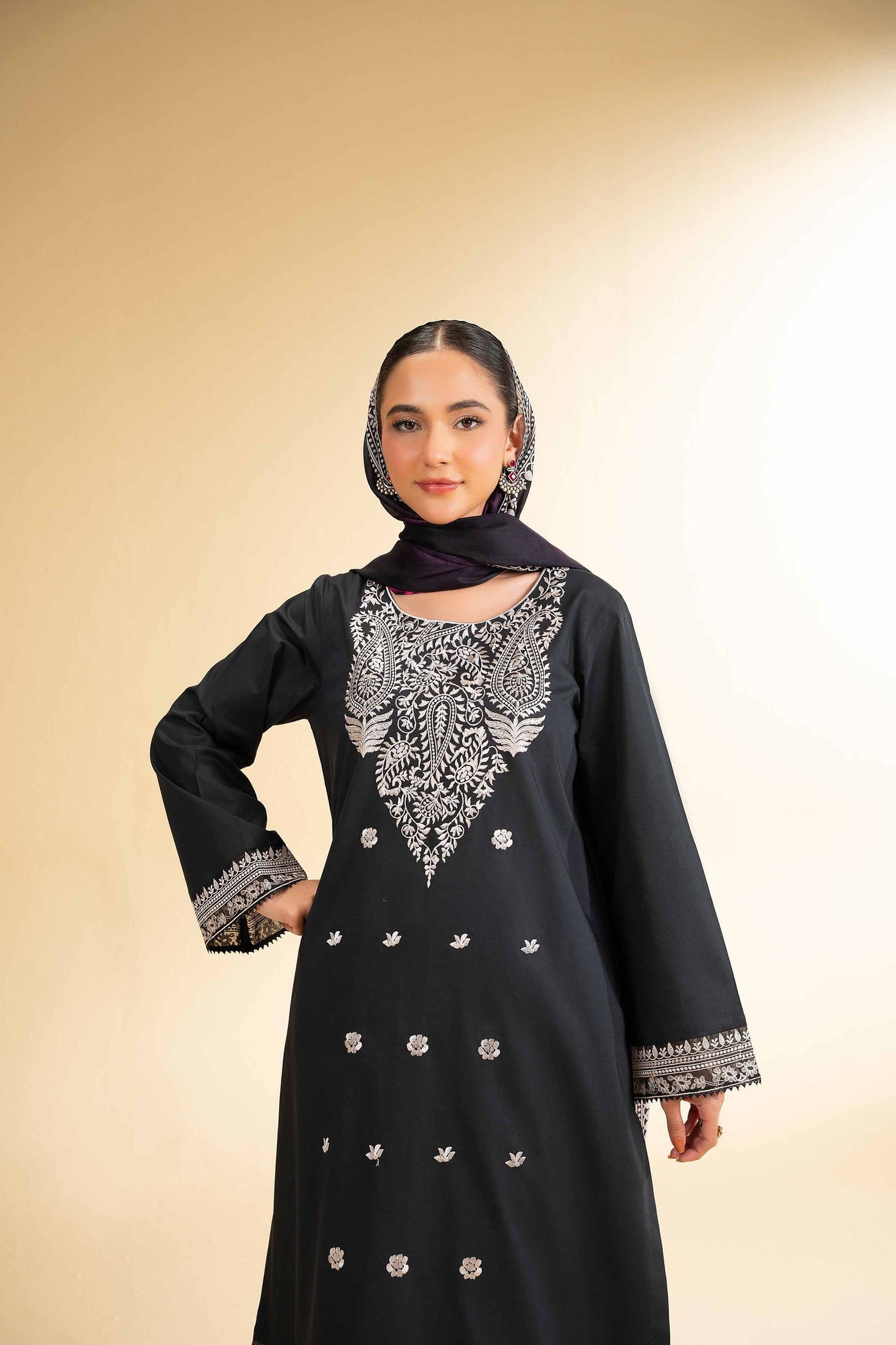 3 Piece - Printed Embroidered Suit