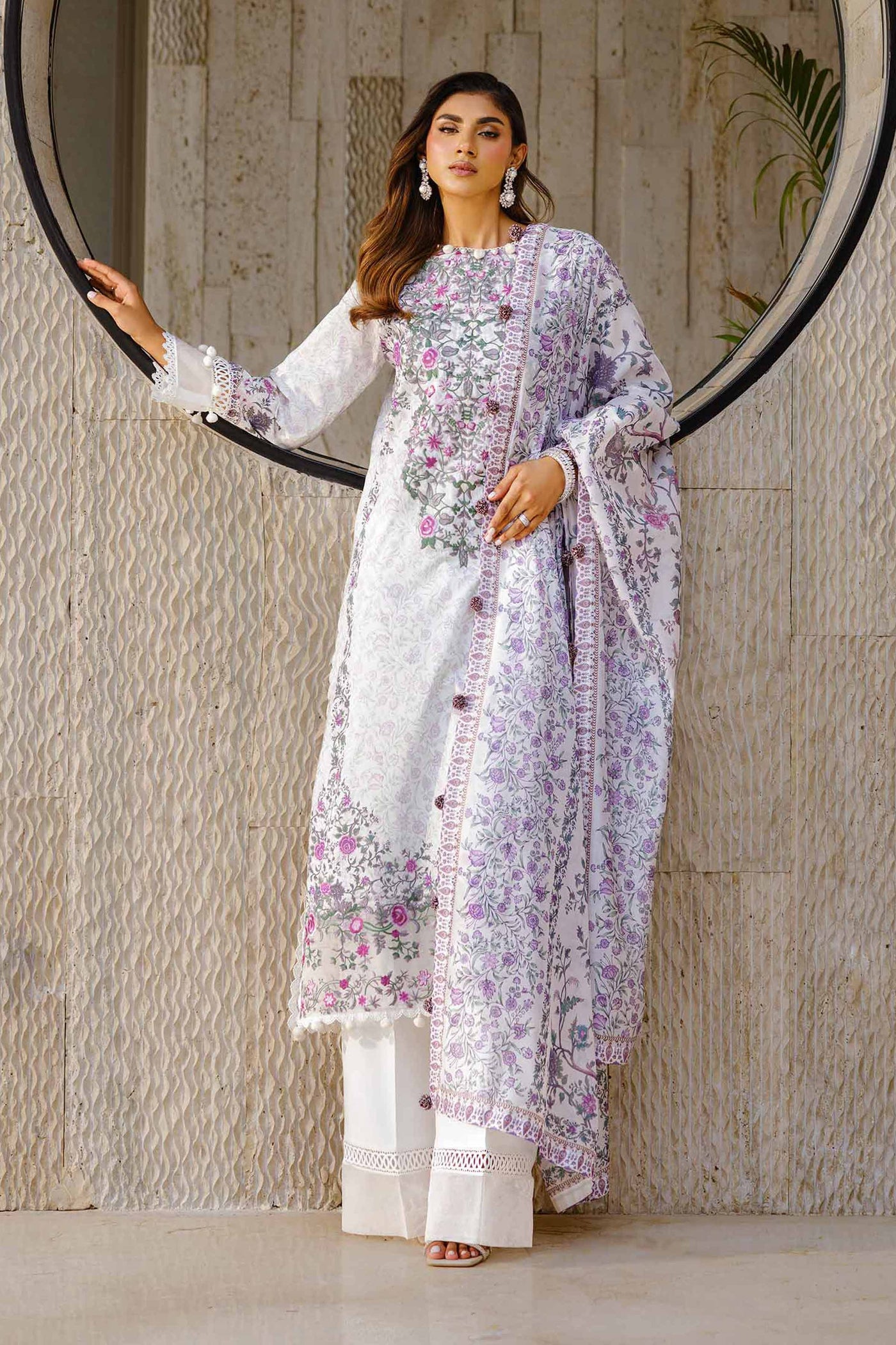 3 Piece - Digital Printed Embroidered Suit