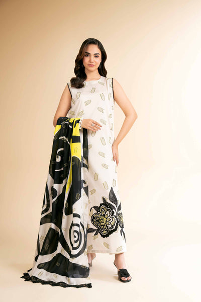 3 Piece - Digital Printed Embroidered Suit