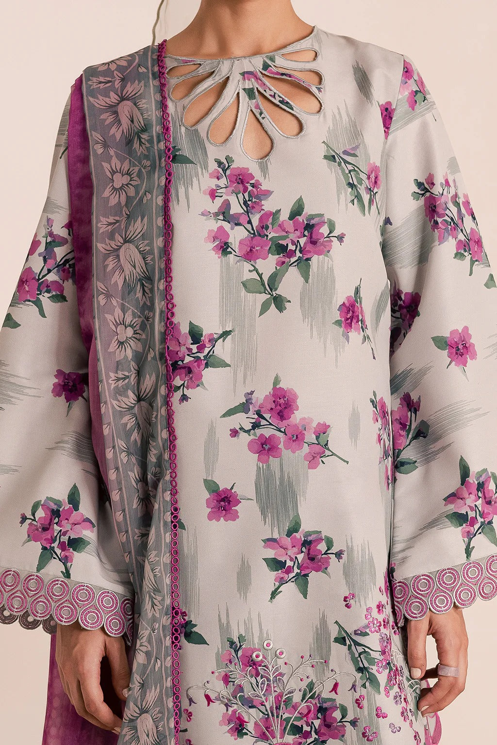3-Piece Silk Printed Suit