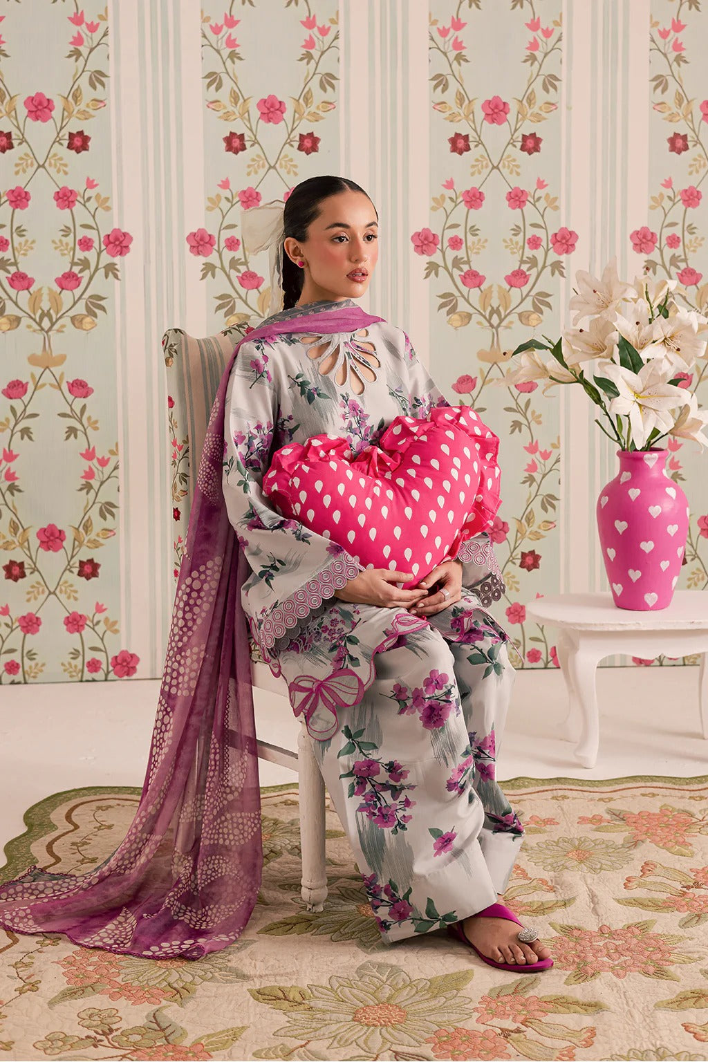 3-Piece Silk Printed Suit