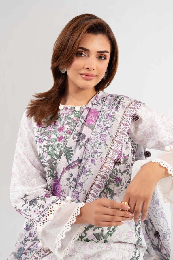 3 Piece - Digital Printed Embroidered Suit