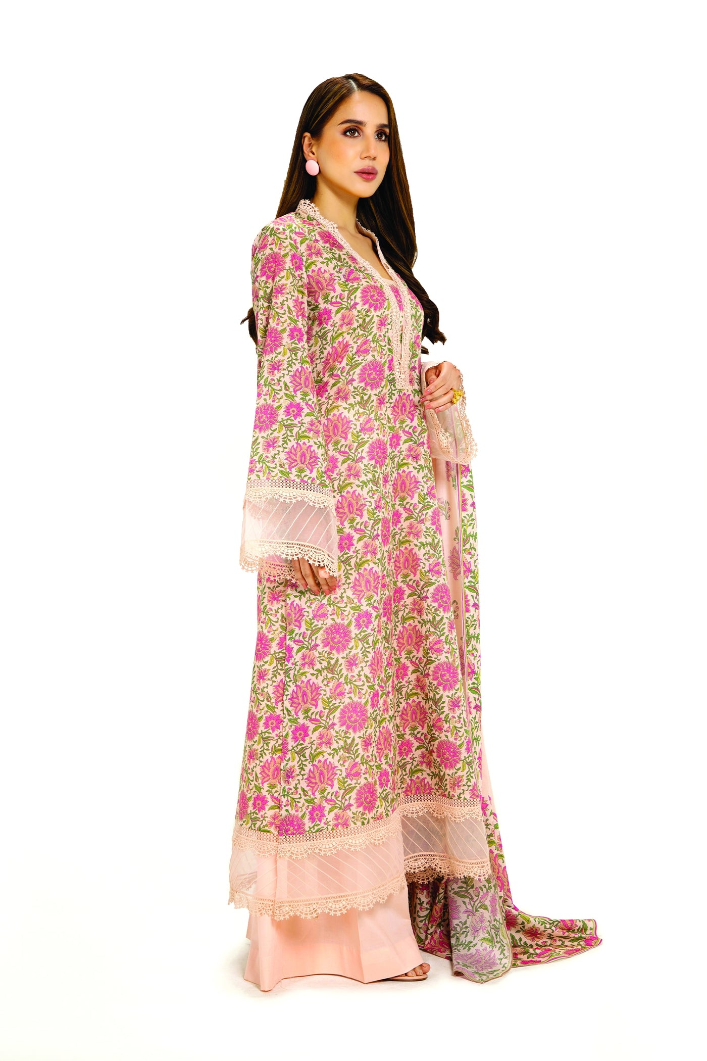 BAREEZE Printed Lawn  PR1577-Pink