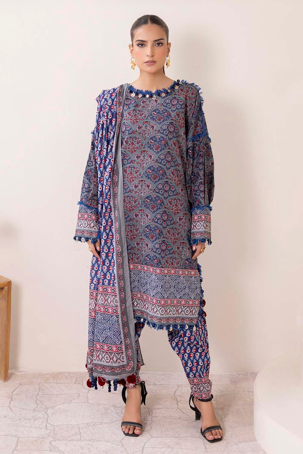 3 Piece Unstitched Printed Lawn Suit
