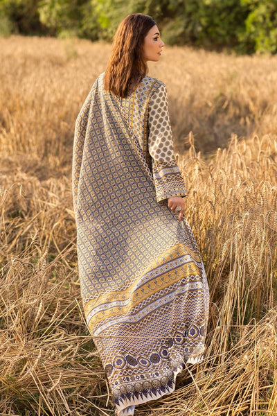 3 Piece Unstitched Embroidered Raw Silk Printed Suit