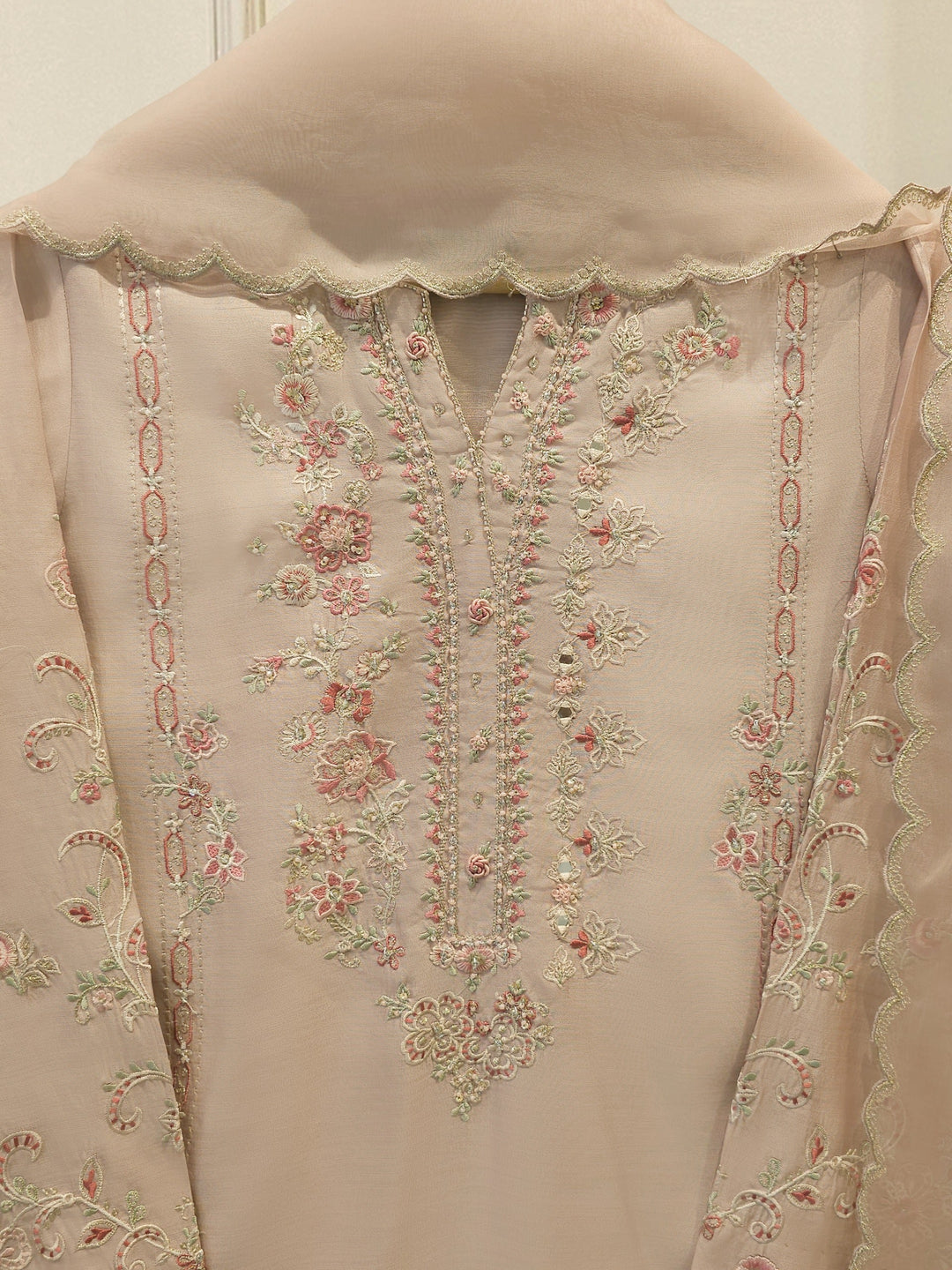 3 Piece- Pure Khadi Silk Embroidered Suit