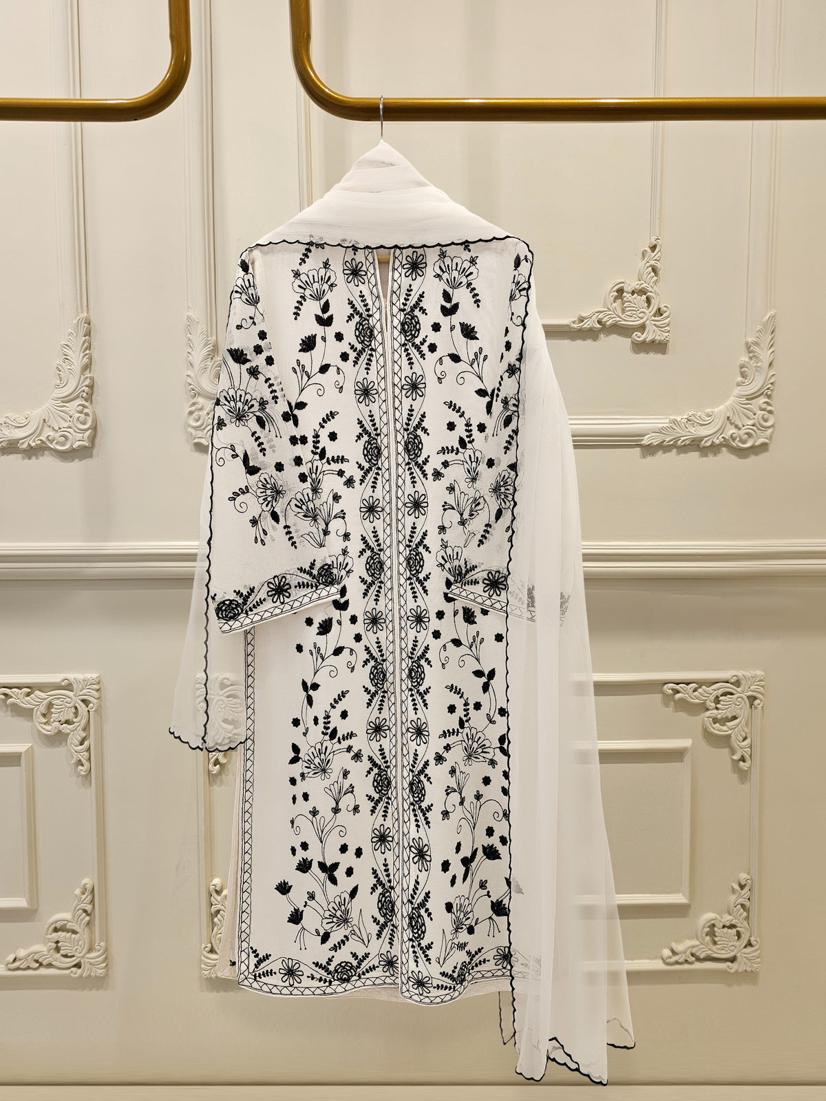 3 Piece - Pure Embroidered Cotton Net Suit