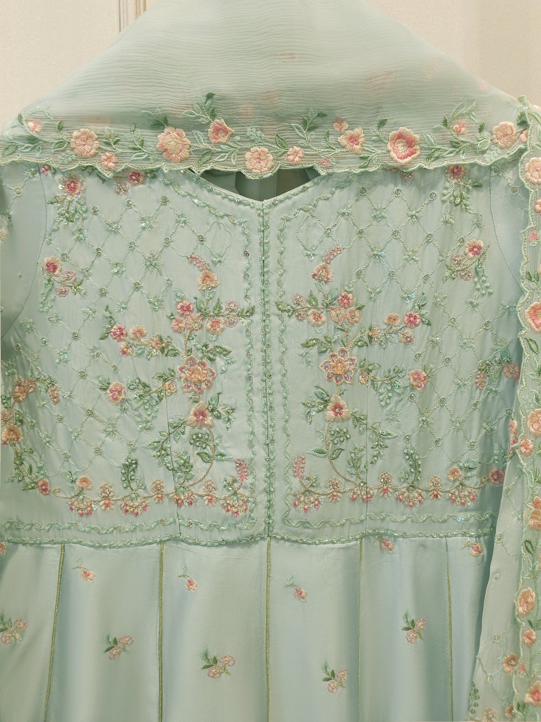3 Piece- Pure  Sheesha Silk Embroidered Suit