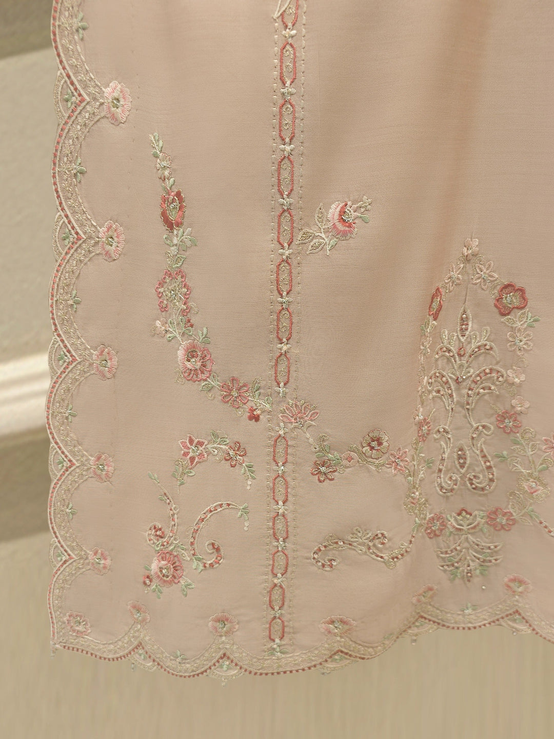 3 Piece- Pure Khadi Silk Embroidered Suit