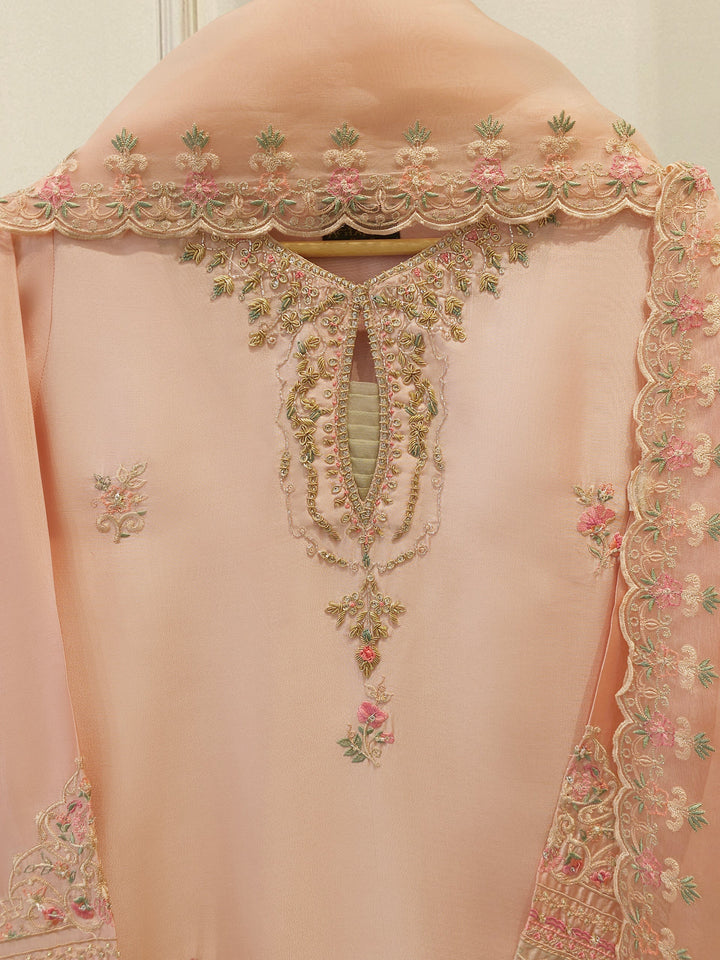 3 Piece- Pure Sheesha Silk Embroidered Suit