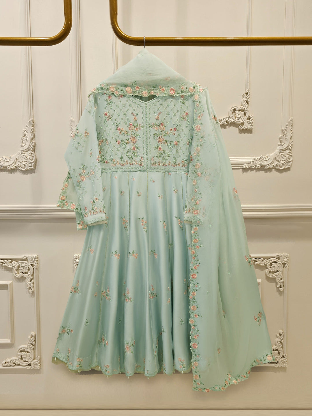 3 Piece- Pure  Sheesha Silk Embroidered Suit