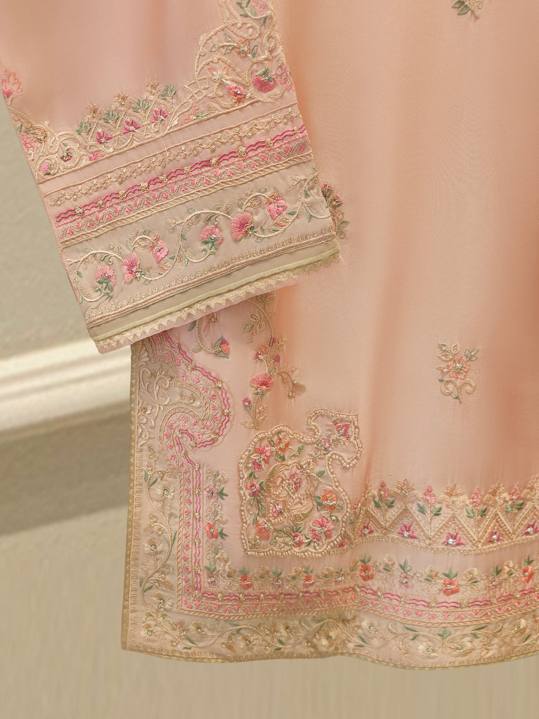 3 Piece- Pure Sheesha Silk Embroidered Suit