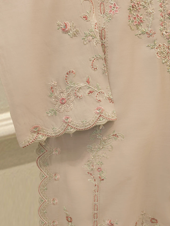 3 Piece- Pure Khadi Silk Embroidered Suit