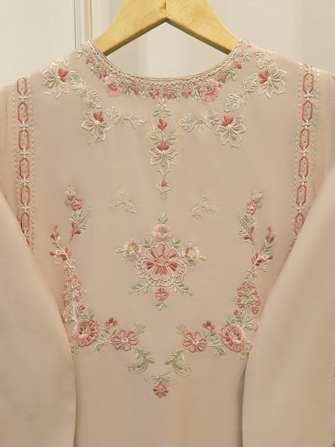 3 Piece- Pure Khadi Silk Embroidered Suit