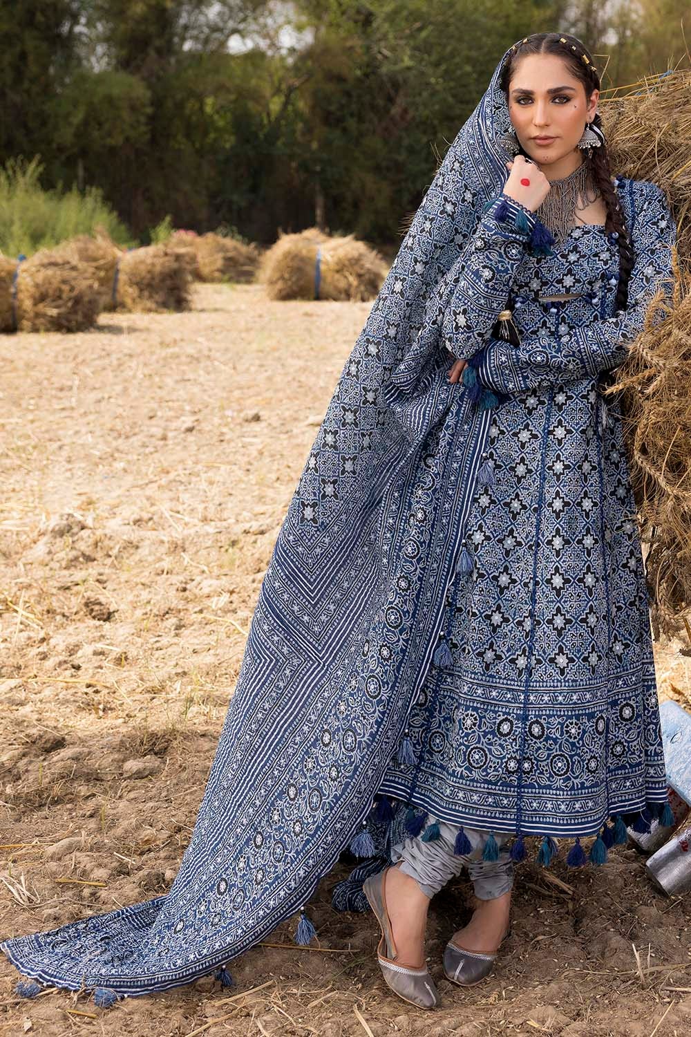 3 Piece Unstitched Silver Printed Lawn Suit