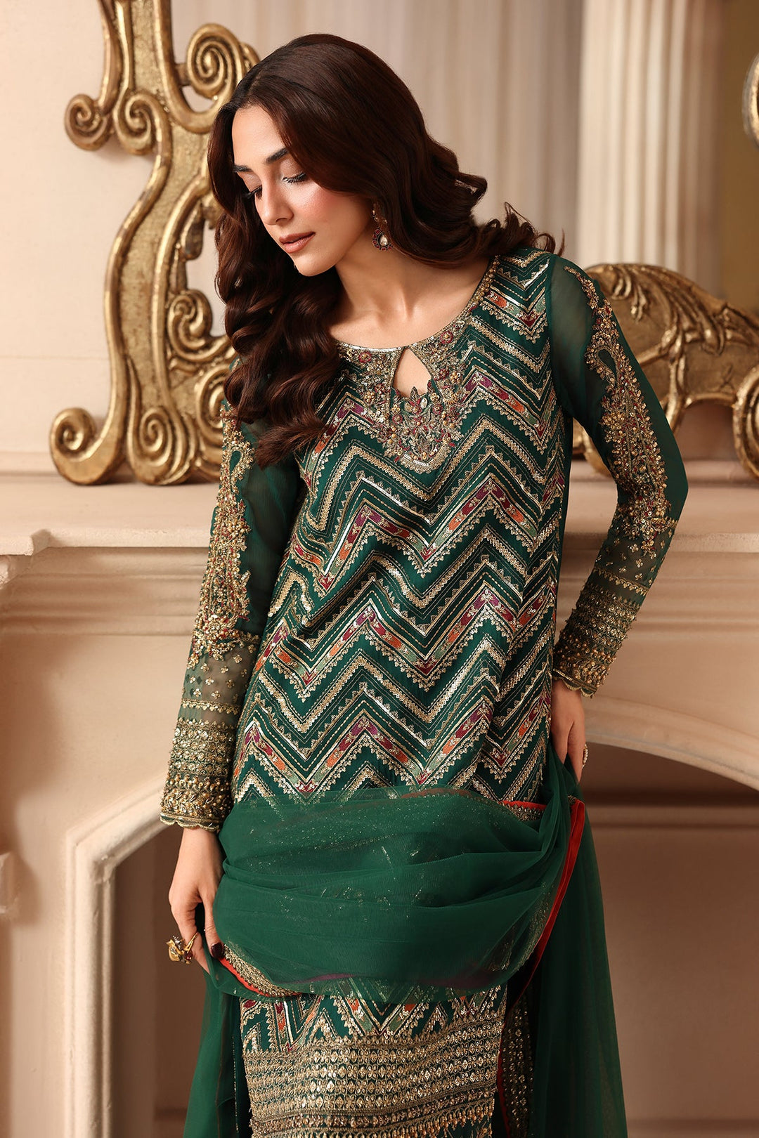 3-PC Unstitched Embroidered  Luxury Chiffon