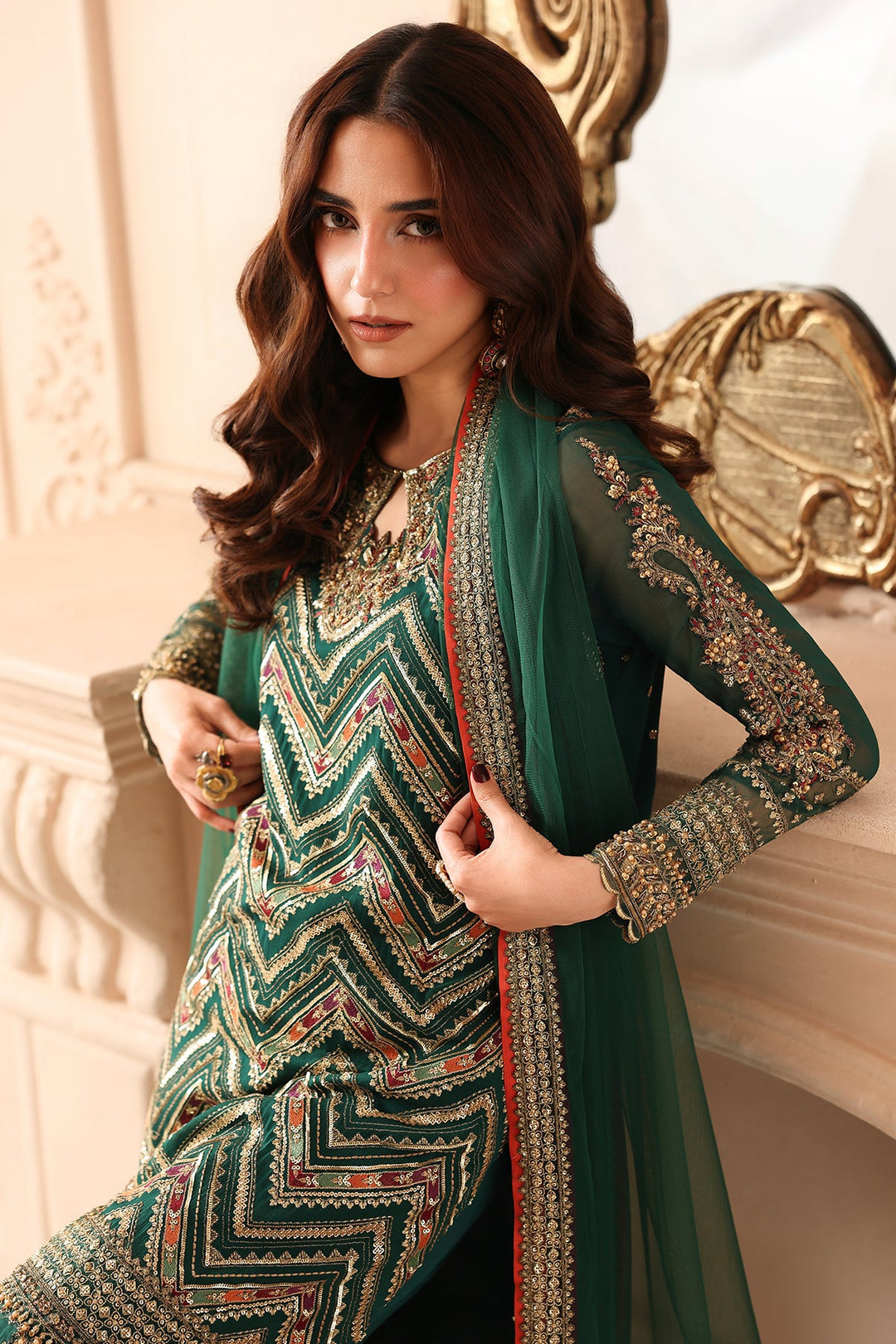 3-PC Unstitched Embroidered  Luxury Chiffon